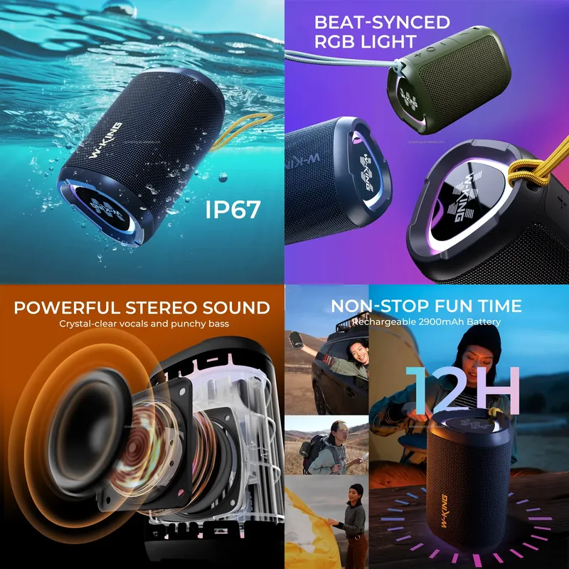 Bluetooth Speaker Waterproof - W-KING D110 RGB draadloze Bluetooth-luidspreker met